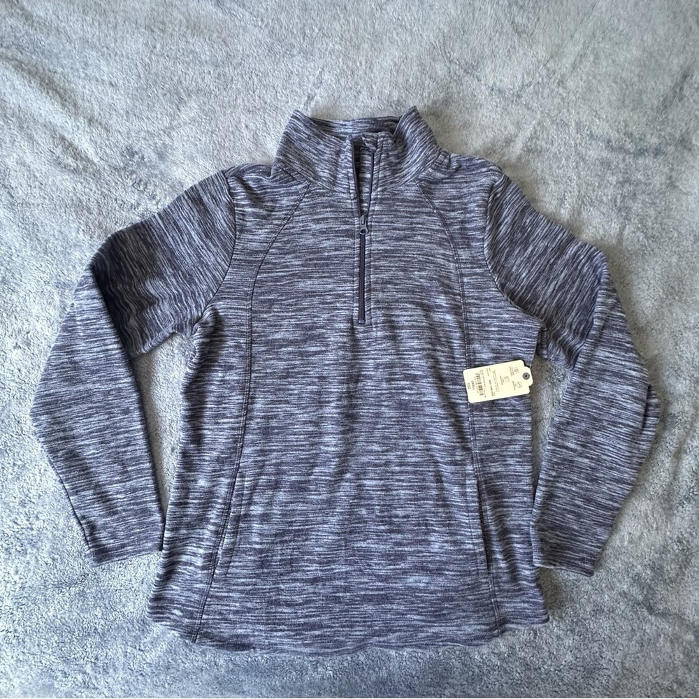 St. John’s Bay Womens 1/4 Zip Pullover Fleece Top Blue Small NWT Stretch Warm